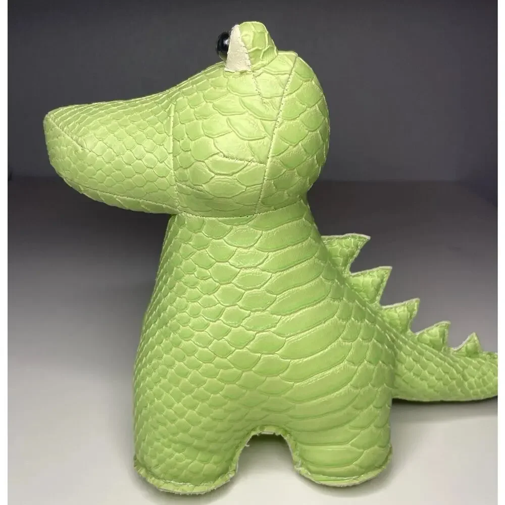 Vintage Streamline Alligator Bookend Faux Leather Weighted Green Crocodile